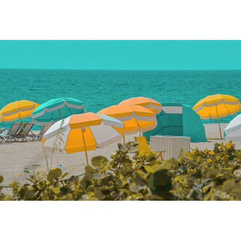 Umbrellas No. 1 Black Modern Wood Framed Art Print with Double Matting by Vargas, Carlos
