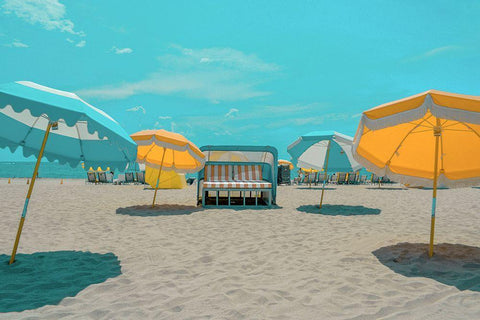 Umbrellas No. 2 White Modern Wood Framed Art Print with Double Matting by Vargas, Carlos