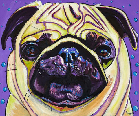 Purple Pug Black Ornate Wood Framed Art Print with Double Matting by Wronski, Kathryn