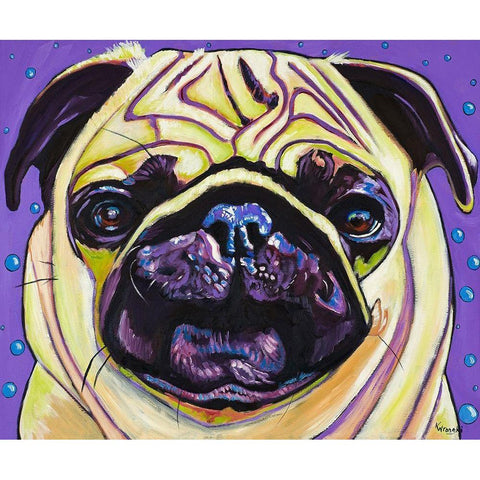 Purple Pug Black Modern Wood Framed Art Print by Wronski, Kathryn