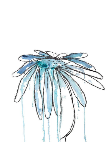 Indigo Modern Botanical White Modern Wood Framed Art Print with Double Matting by Weiss, Jan