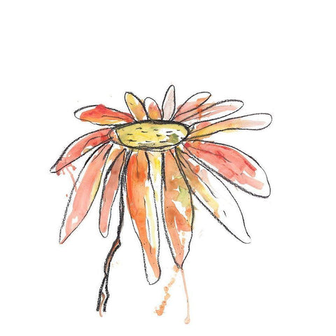 Orange Modern Botanical White Modern Wood Framed Art Print by Weiss, Jan