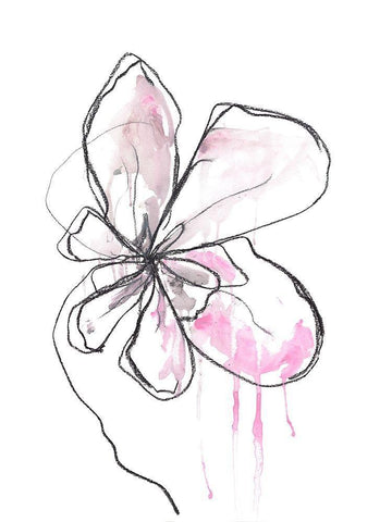 Pink Modern Botanical Black Ornate Wood Framed Art Print with Double Matting by Weiss, Jan