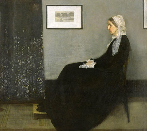 Whistlers Mother, 1871 Black Ornate Wood Framed Art Print with Double Matting by Whistler, James Abbott McNeill