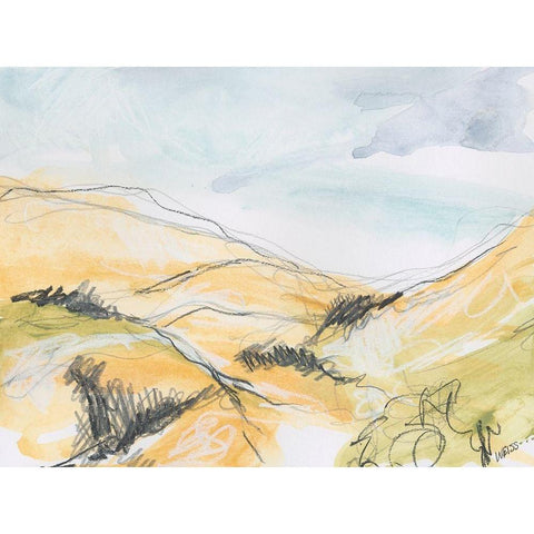 Summer Hills White Modern Wood Framed Art Print by Weiss, Jan
