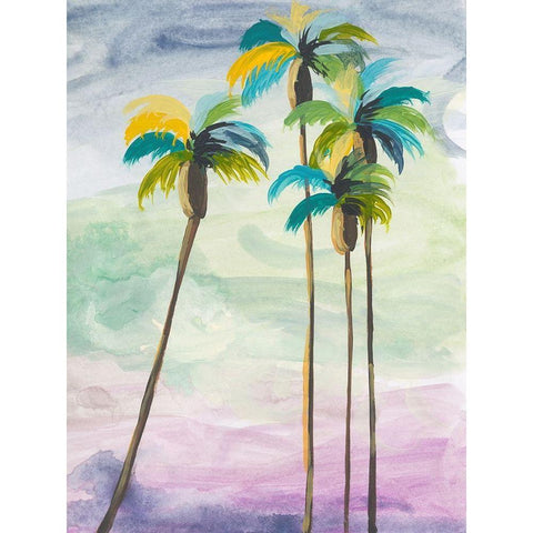 Four Palms No. 2 Black Modern Wood Framed Art Print with Double Matting by Weiss, Jan