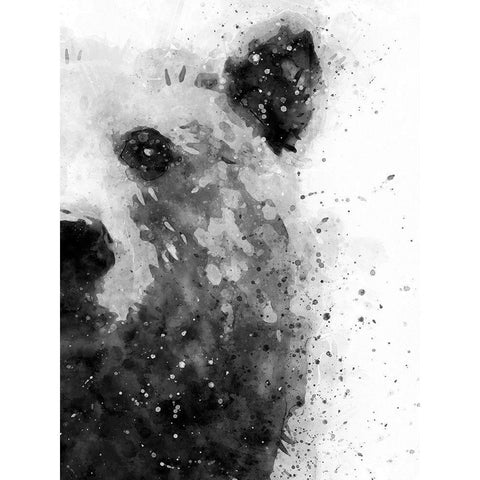 Bear At Attention Black Modern Wood Framed Art Print with Double Matting by Wong, Brandon