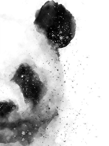 Panda At Attention White Modern Wood Framed Art Print with Double Matting by Wong, Brandon