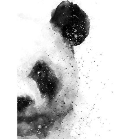 Panda At Attention Black Modern Wood Framed Art Print by Wong, Brandon