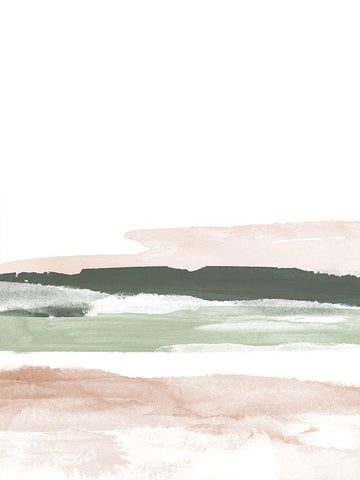 Pink Blush Landscape No. 2 White Modern Wood Framed Art Print with Double Matting by Wong, Brandon