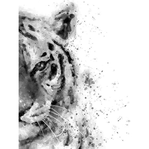 Tiger At Attention White Modern Wood Framed Art Print by Wong, Brandon