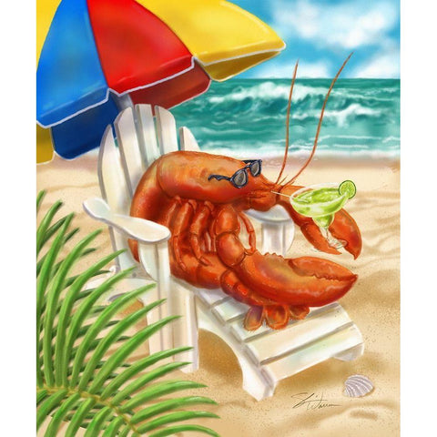 Beach Friends - Lobster White Modern Wood Framed Art Print by Warren, Shari