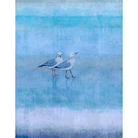 Sky Blue Sea Gals White Modern Wood Framed Art Print by Wiley, Marta