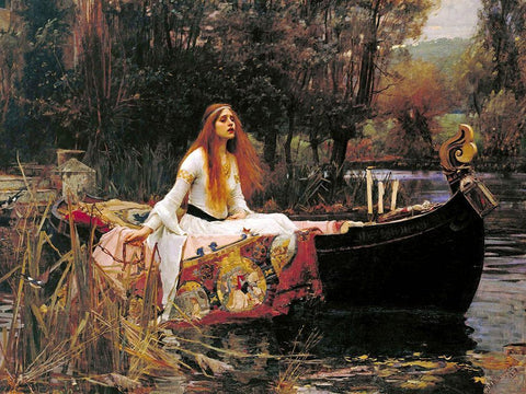 The Lady of Shalott, 1888 White Modern Wood Framed Art Print with Double Matting by Waterhouse, John William