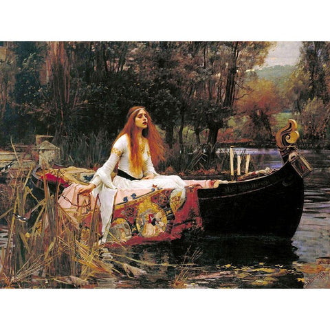 The Lady of Shalott, 1888 White Modern Wood Framed Art Print by Waterhouse, John William