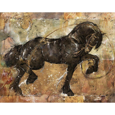 Fibonacci Horse Gold Ornate Wood Framed Art Print with Double Matting by Wiley, Marta