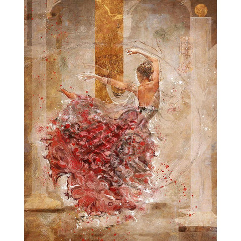 Temple Dancer No. 1 Black Modern Wood Framed Art Print with Double Matting by Wiley, Marta