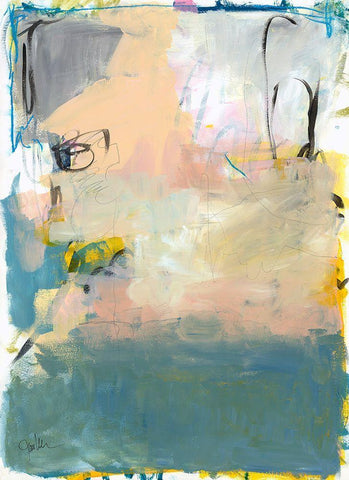 Blue Fade No. 1 White Modern Wood Framed Art Print with Double Matting by Weiss, Jan
