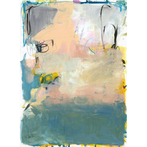 Blue Fade No. 1 Black Modern Wood Framed Art Print by Weiss, Jan