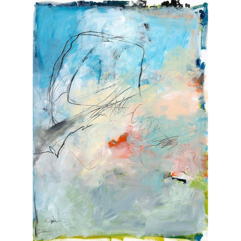 Blue Fade No. 2 Black Modern Wood Framed Art Print by Weiss, Jan