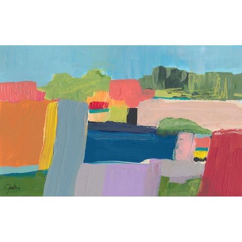 Small Town On a Hill No. 3 Black Modern Wood Framed Art Print with Double Matting by Weiss, Jan