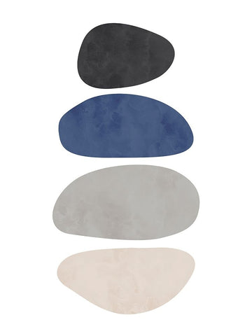 Stone No. 2 White Modern Wood Framed Art Print with Double Matting by Wong, Brandon