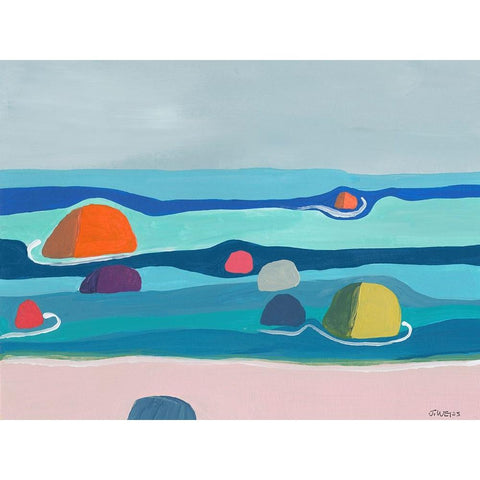 Marine Layers No. 3 Black Modern Wood Framed Art Print with Double Matting by Weiss, Jan
