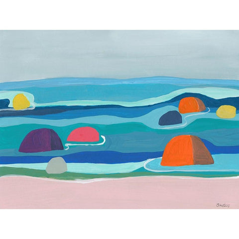 Marine Layers No. 4 Black Modern Wood Framed Art Print with Double Matting by Weiss, Jan