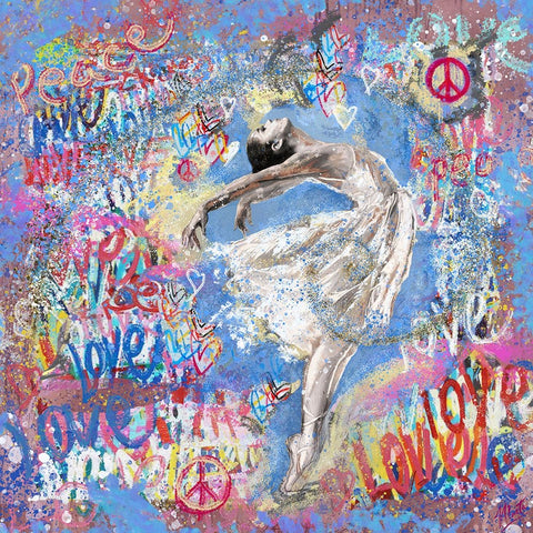 Graffiti Ballerina 1 White Modern Wood Framed Art Print with Double Matting by Wiley, Marta