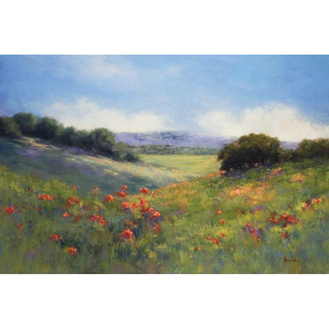 Poppies with a View Gold Ornate Wood Framed Art Print with Double Matting by Weil, Alice