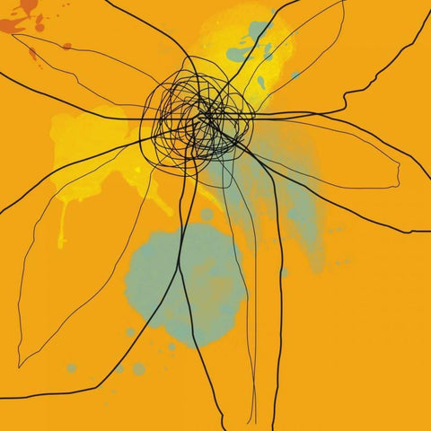 Orange Lite 2 White Modern Wood Framed Art Print with Double Matting by Weiss, Jan