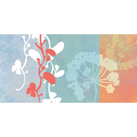 Coral Flowers Black Modern Wood Framed Art Print by Weiss, Jan