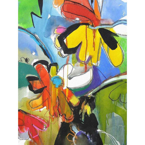 Fresh Daisies Black Modern Wood Framed Art Print with Double Matting by Weil, Emily