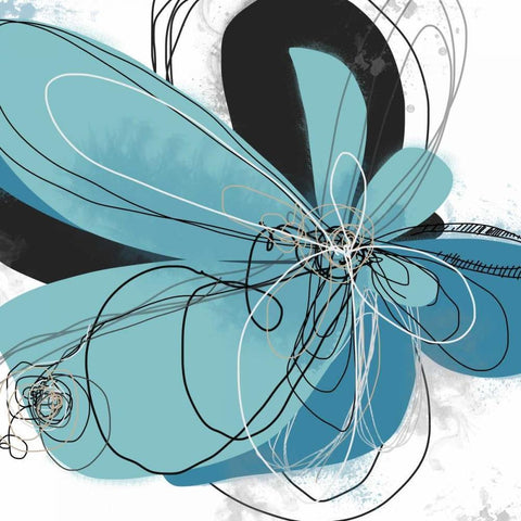 Azul Poetry 2 White Modern Wood Framed Art Print with Double Matting by Weiss, Jan