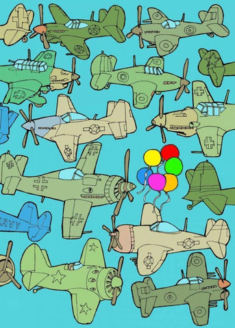 Odd Ones - Balloons White Modern Wood Framed Art Print with Double Matting by Wilson, Duncan