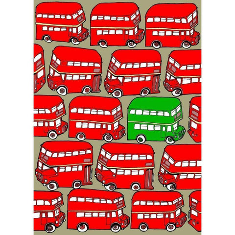 Odd Ones - Green Double Decker Black Modern Wood Framed Art Print by Wilson, Duncan