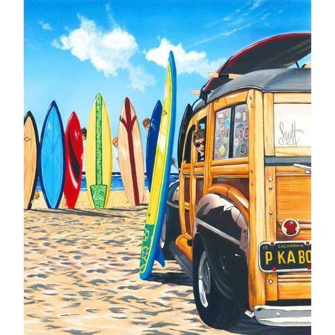 Beach Cruiser Kids Black Modern Wood Framed Art Print with Double Matting by Westmoreland, Scott