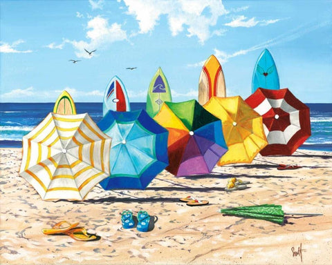 Brellas and Boards Black Ornate Wood Framed Art Print with Double Matting by Westmoreland, Scott