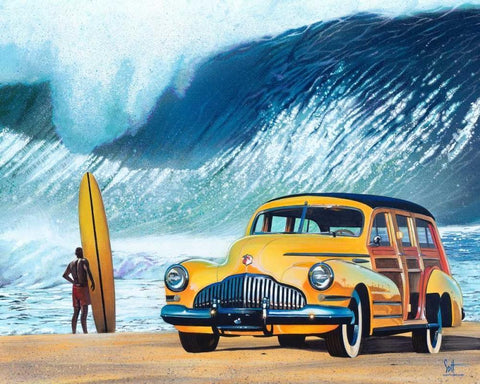 Buttercup Buick White Modern Wood Framed Art Print with Double Matting by Westmoreland, Scott