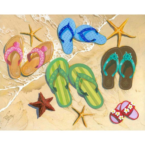 Flip Flop Family White Modern Wood Framed Art Print by Westmoreland, Scott