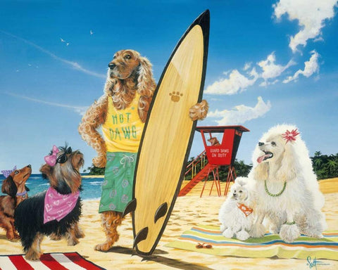 Hot Dawg White Modern Wood Framed Art Print with Double Matting by Westmoreland, Scott