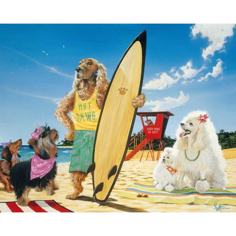 Hot Dawg Black Modern Wood Framed Art Print with Double Matting by Westmoreland, Scott