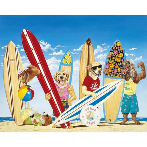 K-9 Surf Club Black Modern Wood Framed Art Print with Double Matting by Westmoreland, Scott