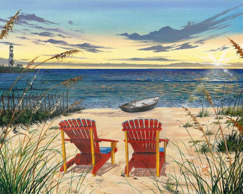 Outer Banks Sunrise White Modern Wood Framed Art Print with Double Matting by Westmoreland, Scott