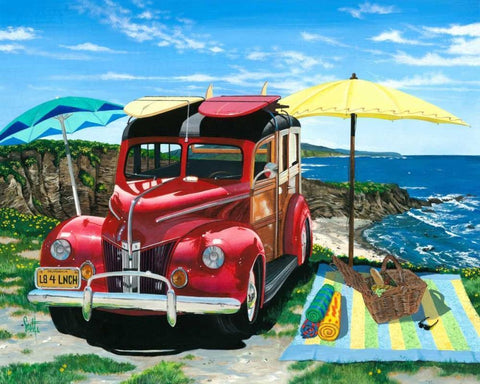 Palisades Picnic White Modern Wood Framed Art Print with Double Matting by Westmoreland, Scott