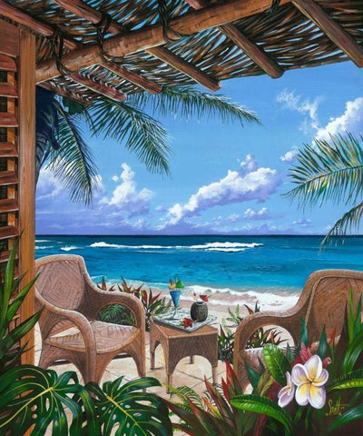 Paradise Porch White Modern Wood Framed Art Print with Double Matting by Westmoreland, Scott