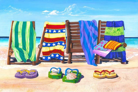 Sandals and Seats White Modern Wood Framed Art Print with Double Matting by Westmoreland, Scott