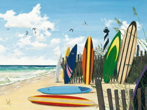 Surf Boards White Modern Wood Framed Art Print with Double Matting by Westmoreland, Scott