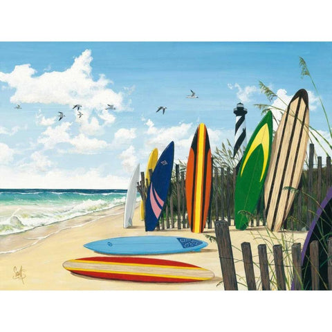 Surf Boards Black Modern Wood Framed Art Print by Westmoreland, Scott