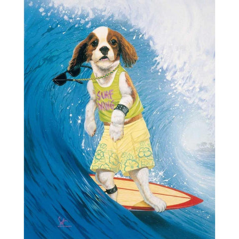 Surf Dawg Black Modern Wood Framed Art Print with Double Matting by Westmoreland, Scott